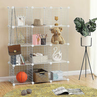 12 Cube Wire Grid Organiser Bookcase Storage Cabinet Wardrobe Closet White Kings Warehouse 