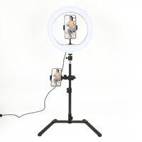 12 Inch LED Video Ring Light with Tabletop Light Stand and Phone Holder Black Kings Warehouse 