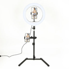 12 Inch LED Video Ring Light with Tabletop Light Stand and Phone Holder Black Kings Warehouse 