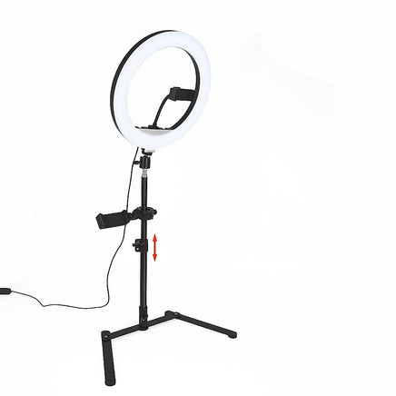 12 Inch LED Video Ring Light with Tabletop Light Stand and Phone Holder Black Kings Warehouse 