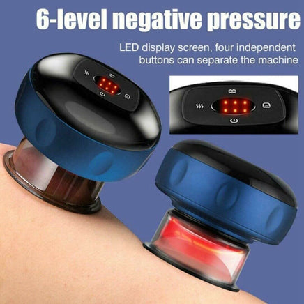 12 levels Electric Cupping Therapy Smart Scraping Massager Red Light Heating Body Slimming Blue Kings Warehouse 