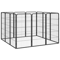 12-Panel Dog Playpen Black 50x100 cm Powder-coated Steel Kings Warehouse 