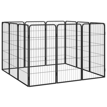 12-Panel Dog Playpen Black 50x100 cm Powder-coated Steel Kings Warehouse 