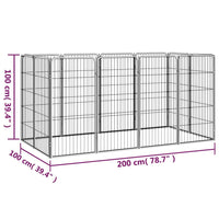 12-Panel Dog Playpen Black 50x100 cm Powder-coated Steel Kings Warehouse 