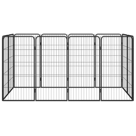 12-Panel Dog Playpen Black 50x100 cm Powder-coated Steel Kings Warehouse 