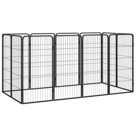 12-Panel Dog Playpen Black 50x100 cm Powder-coated Steel Kings Warehouse 