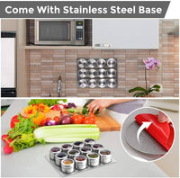12 pcs Magnetic Spice Jars Containers Spice Tins Wall Mounted Stainless Steel Base New Kings Warehouse 