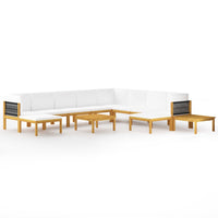 12 Piece Garden Lounge Set with Cushions Cream Solid Acacia Wood Kings Warehouse 