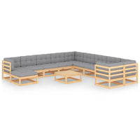 12 Piece Garden Lounge Set with Cushions Solid Pinewood Kings Warehouse 