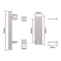 12" Square Pull and Flush Door Handle Set Stainless Steel Barn Door Hardware Kings Warehouse 