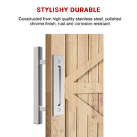 12" Square Pull and Flush Door Handle Set Stainless Steel Barn Door Hardware Kings Warehouse 