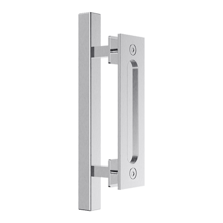12" Square Pull and Flush Door Handle Set Stainless Steel Barn Door Hardware Kings Warehouse 
