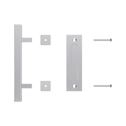 12" Square Pull and Flush Door Handle Set Stainless Steel Barn Door Hardware Kings Warehouse 