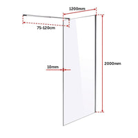 1200 x 2000mm Frameless 10mm Safety Glass Shower Screen Kings Warehouse 