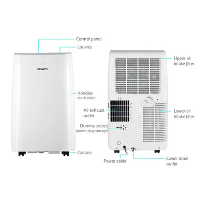 12000BTU Portable Air Conditioner Cooling Mobile Fan Cooler Remote 3300W Appliances Kings Warehouse 
