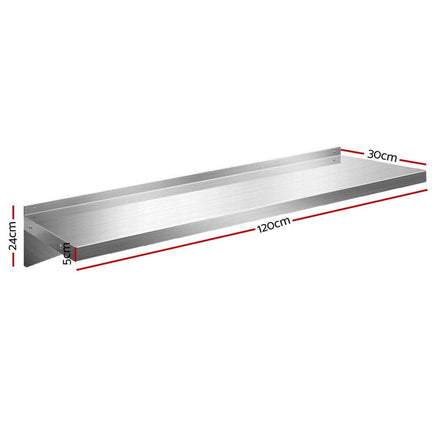 1200mm Stainless Steel Wall Shelf Kitchen Shelves Rack Mounted Display Shelving Kings Warehouse 