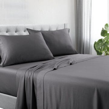 1200tc hotel quality cotton rich sheet set double charcoal Kings Warehouse 