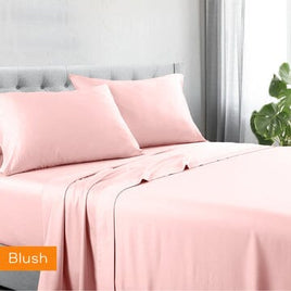 1200tc hotel quality cotton rich sheet set king single blush Kings Warehouse 