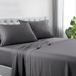 1200tc hotel quality cotton rich sheet set king single charcoal Kings Warehouse 