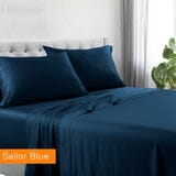1200tc hotel quality cotton rich sheet set king single sailor blue Kings Warehouse 