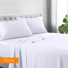 1200tc hotel quality cotton rich sheet set king single white Kings Warehouse 