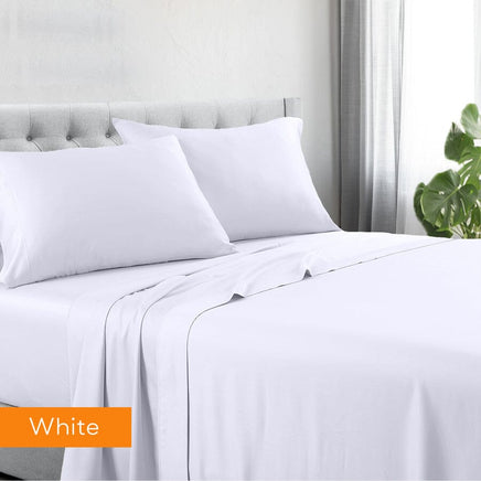 1200tc hotel quality cotton rich sheet set king single white Kings Warehouse 