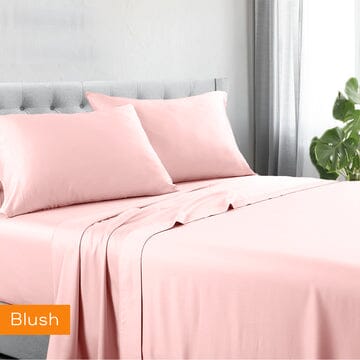 1200tc hotel quality cotton rich sheet set mega king blush Kings Warehouse 