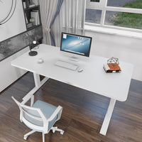 120cm Standing Desk Height Adjustable Sit Stand Motorised White Single Motor Frame White Top KingsWarehouse 