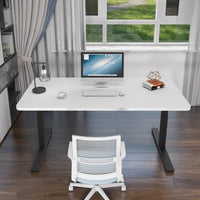 120cm Standing Desk Height Adjustable Sit White Stand Motorised White Single Motor Frame Black Top KingsWarehouse 