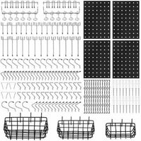 127Pc Pegboard Hooks Set Storage Baskets Organizer Hanger Inc. 4 Small Peg Board Kings Warehouse 