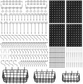 127Pc Pegboard Hooks Set Storage Baskets Organizer Hanger Inc. 4 Small Peg Board Kings Warehouse 