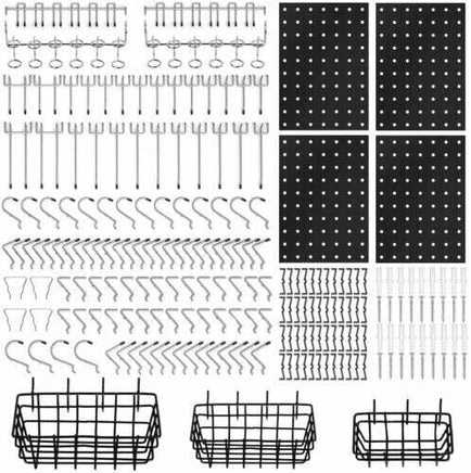 127Pc Pegboard Hooks Set Storage Baskets Organizer Hanger Inc. 4 Small Peg Board Kings Warehouse 