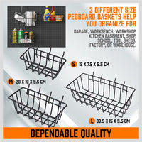 127Pc Pegboard Hooks Set Storage Baskets Organizer Hanger Inc. 4 Small Peg Board Kings Warehouse 