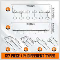 127Pc Pegboard Hooks Set Storage Baskets Organizer Hanger Inc. 4 Small Peg Board Kings Warehouse 