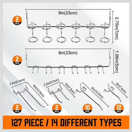 127Pc Pegboard Hooks Set Storage Baskets Organizer Hanger Inc. 4 Small Peg Board Kings Warehouse 