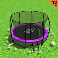 12ft Trampoline Free Ladder Spring Mat Net Safety Pad Cover Round Enclosure - Purple Kings Warehouse 