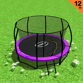 12ft Trampoline Free Ladder Spring Mat Net Safety Pad Cover Round Enclosure - Purple Kings Warehouse 