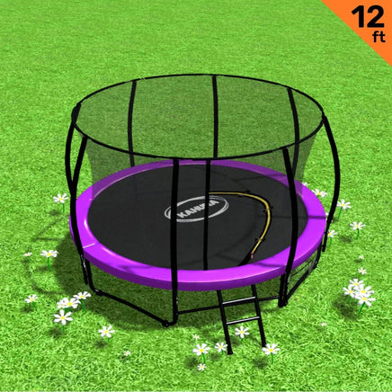 12ft Trampoline Free Ladder Spring Mat Net Safety Pad Cover Round Enclosure - Purple Kings Warehouse 