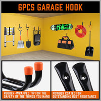 12Pc Wall Mount Hooks Set Heavy Duty Steel Garage Storage Rack Utility Hangers Kings Warehouse 
