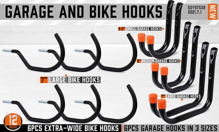 12Pc Wall Mount Hooks Set Heavy Duty Steel Garage Storage Rack Utility Hangers Kings Warehouse 