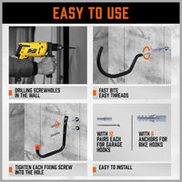 12Pc Wall Mount Hooks Set Heavy Duty Steel Garage Storage Rack Utility Hangers Kings Warehouse 