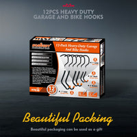 12Pc Wall Mount Hooks Set Heavy Duty Steel Garage Storage Rack Utility Hangers Kings Warehouse 