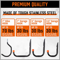 12Pc Wall Mount Hooks Set Heavy Duty Steel Garage Storage Rack Utility Hangers Kings Warehouse 