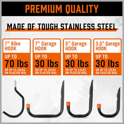12Pc Wall Mount Hooks Set Heavy Duty Steel Garage Storage Rack Utility Hangers Kings Warehouse 