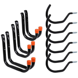 12Pc Wall Mount Hooks Set Heavy Duty Steel Garage Storage Rack Utility Hangers Kings Warehouse