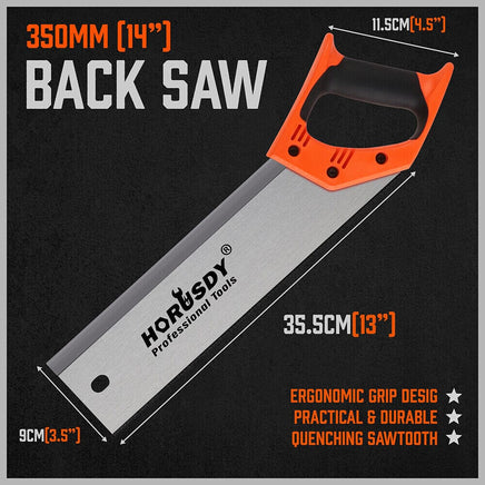 14" Back Saw Wood Hand Saw Woodworking Timber Plastic Cutting Ergonomic Handle Kings Warehouse 