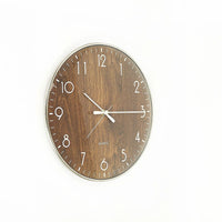 14-inch Round Wall Clock Silent Non-Ticking Quartz Battery Operated Wood Grain Kings Warehouse 