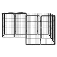 14-Panel Dog Playpen Black 50x100 cm Powder-coated Steel Kings Warehouse 