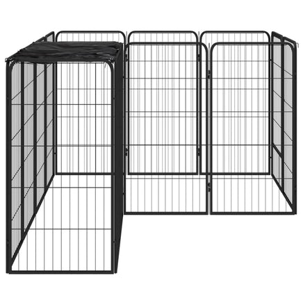 14-Panel Dog Playpen Black 50x100 cm Powder-coated Steel Kings Warehouse 