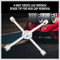 14" Wheel Brace Spanner 4-way Cross Wrench Car Tyre Nut 17 19 21 23mm Socket Kings Warehouse 